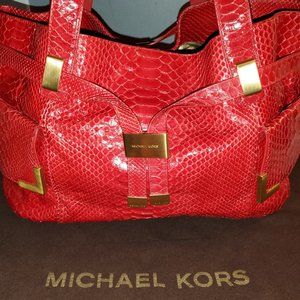 Michael Kors Vermilion Python Beverly Tote